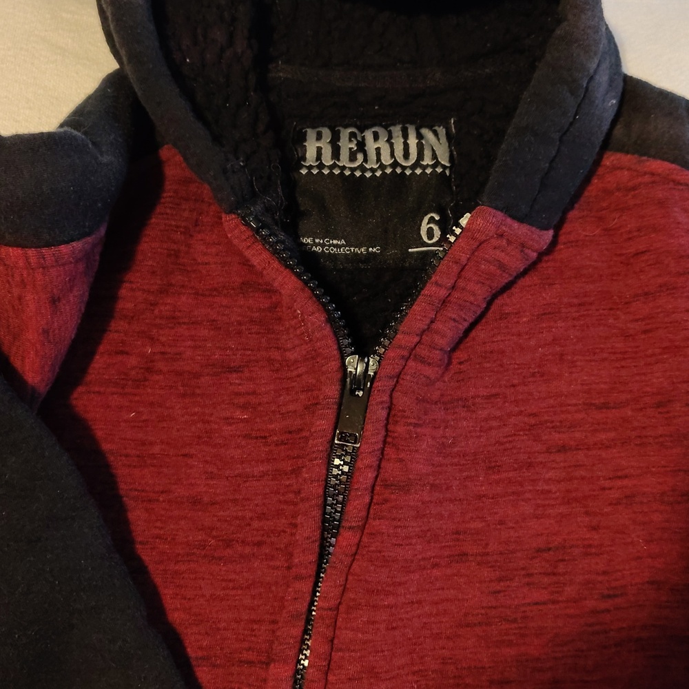 Rerun Sz 6 Red and Black Zip Up Sweater And Grey And Bla Zip Up Hoodied Sweater